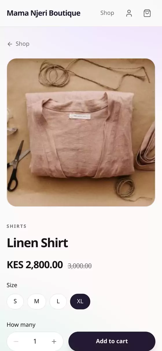 The product in the online shop