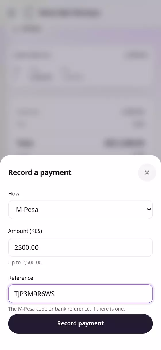 Recording the payment
