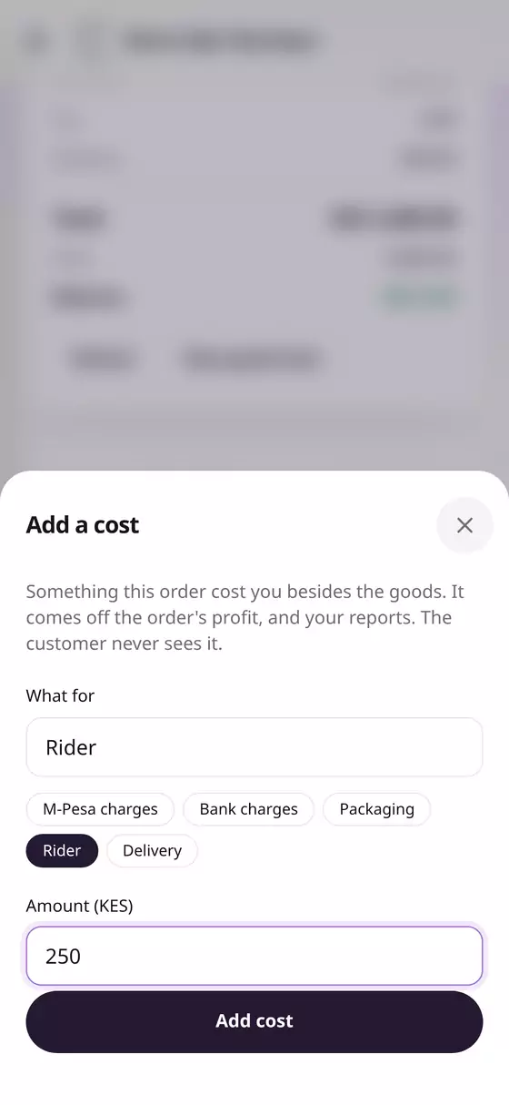 Adding a rider's cost