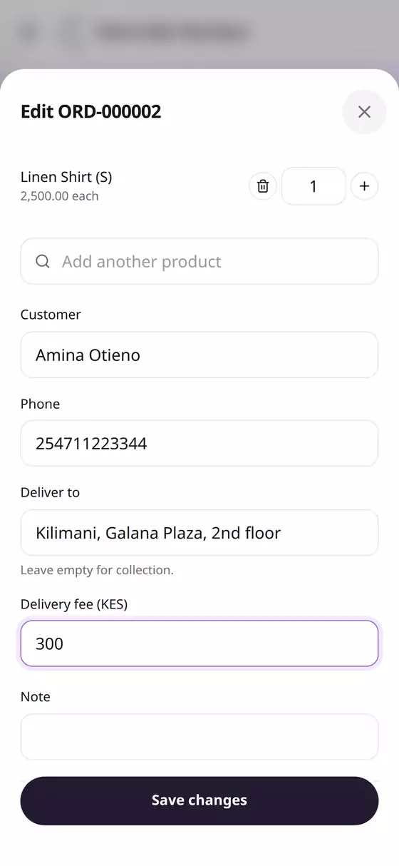 Adding the delivery charge