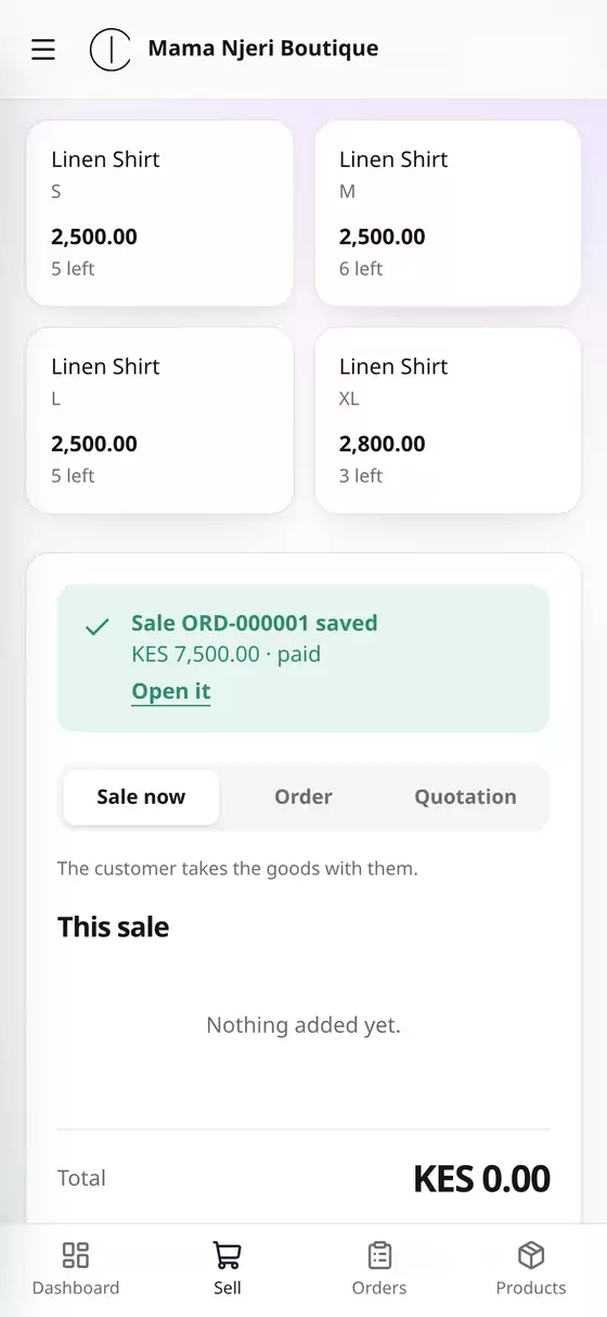 Sale saved